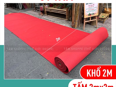 Thảm nỉ đỏ trải sàn sân khấu sự kiện khổ 2m [Dày đẹp - Bán theo 1m tới] THAMSAN-01