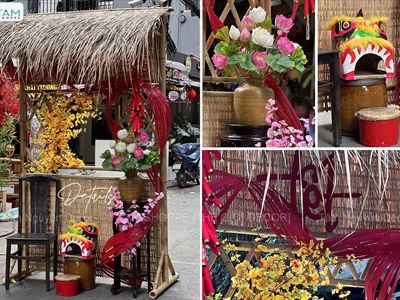 Tiểu cảnh Tết Vách nhà tranh ô cửa sổ [2025 - Tâm Nguyễn Decor] CC-TET-2504