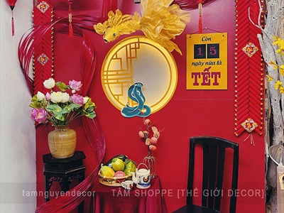 Backdrop Tết Ngói đỏ [2025 - Tâm Nguyễn Decor] CC-TET-2503