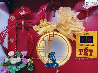 Backdrop Tết Ngói đỏ [2025 - Tâm Nguyễn Decor] CC-TET-2503