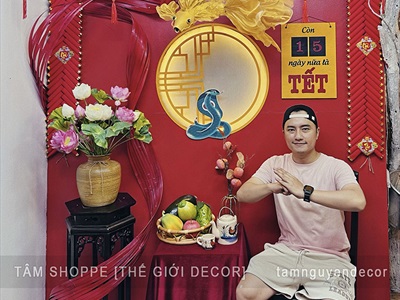 Backdrop Tết Ngói đỏ [2025 - Tâm Nguyễn Decor] CC-TET-2503