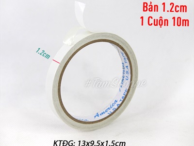 Băng keo 2 mặt trắng nước bản 1.2 cm cuộn 10m DCHM-BK-03