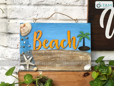 Bảng treo cửa Beach Summer bãi biển cây dừa BTC-BIEN-01