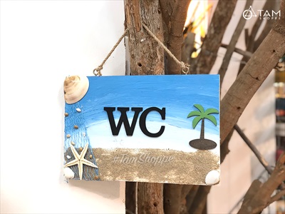 Bảng WC treo cửa bãi biển cây dừa BTCK-WC-01
