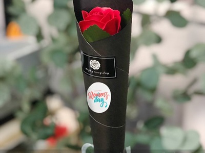 Bó 1 bông hồng sáp có chữ Happy women's day [ Tặng 8-3 - sinh nhật - valentine ] hàng đẹp