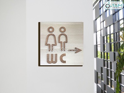 Chữ WC gỗ icon chỉ dẫn nhà vệ sinh Rustic đơn giản CHUCAI-G-01