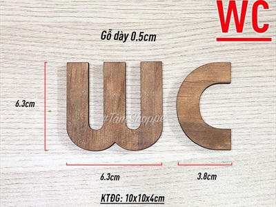 Chữ WC gỗ icon chỉ dẫn nhà vệ sinh Rustic đơn giản CHU-GO-01