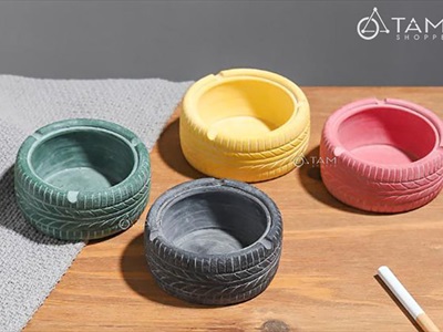 Gạt tàn thuốc hình lốp xe giả cổ [ĐK9cm - Nhiều màu] GATTAN-02