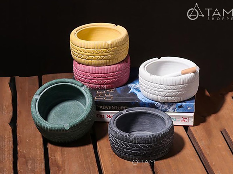 Gạt tàn thuốc hình lốp xe giả cổ [ĐK9cm - Nhiều màu] GATTAN-02