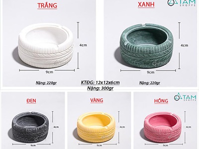 Gạt tàn thuốc hình lốp xe giả cổ [ĐK9cm - Nhiều màu] GATTAN-02