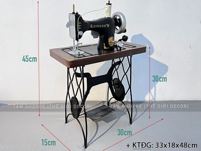 Mô hình bàn máy may sắt Vintage cao 40cm MHVT-BMM-01