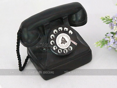 Mô hình điện thoại quay số màu đen cổ điển (Tay cầm dính) MHVT-Đ.TH-01