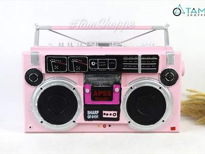 Mô hình máy catssette radio Sharp màu hồng cổ điển hình chữ nhật tỷ lệ 1:1 MHVT-MCSR-06
