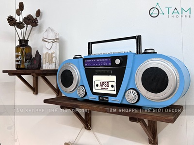 Mô hình máy catssette radio cổ điển xanh biển tỷ lệ 1:1 MHVT-MCSR-02