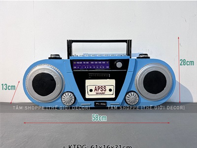 Mô hình máy catssette radio cổ điển xanh biển tỷ lệ 1:1 MHVT-MCSR-02