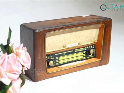 Mô hình Radio cổ điển nâu cao 11cm MHVT-MCSR-03