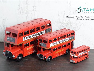 Mô hình xe buýt 2 tầng London đỏ cổ điển MHX-BUS2T-01
