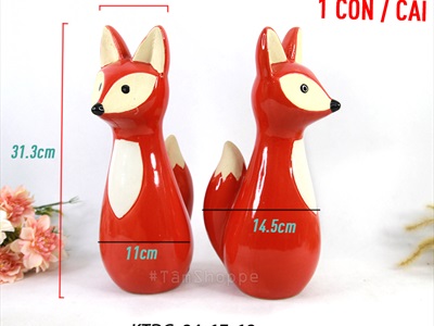 Tượng con cáo đỏ bằng gốm cao 30cm TCV-CAO-01