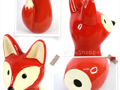 Tượng con cáo đỏ bằng gốm cao 30cm TCV-CAO-01