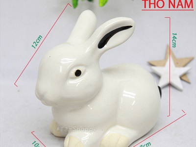 Tượng con thỏ ngọc gốm TCV-THO-01