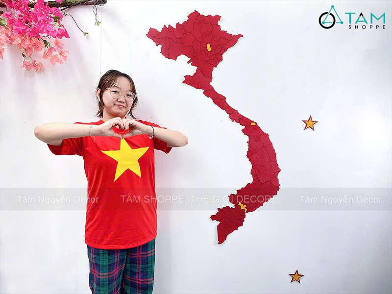 Bản đồ Việt Nam dán tường bằng gỗ [126x50cm - Tặng keo 3M] BANDO-01