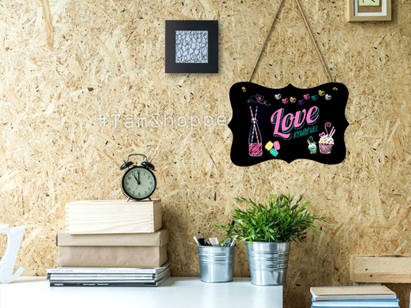 Bảng đen viết phấn chữ nhật viền sóng treo tường 35x25cm [1 mặt - dễ viết] BANGDEN-12