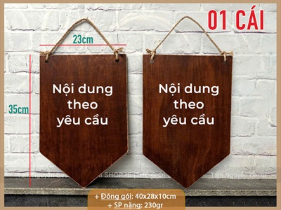 Bảng treo cửa 2 mặt Open/ Closed gỗ lá cờ nâu [Chữ nổi/ Vintage] BANGTREO-05