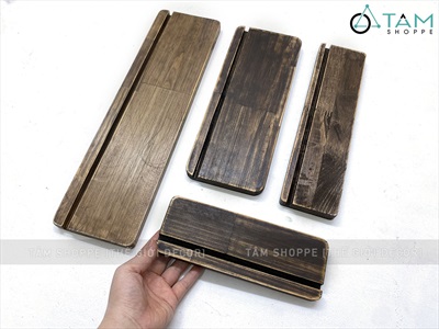 Bìa gỗ kẹp menu + Đế gỗ có rãnh kẹp bìa tự đứng [A3/A4 - Khắc logo theo YC] BIAKEP-01