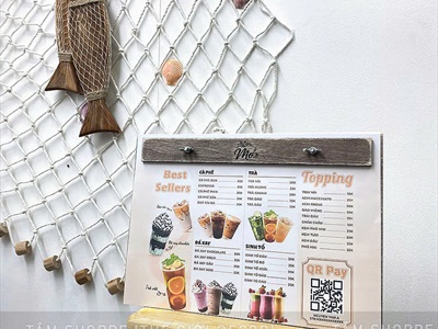Bìa gỗ kẹp menu + Đế gỗ có rãnh kẹp bìa tự đứng [A3/A4 - Khắc logo theo YC] BIAKEP-01