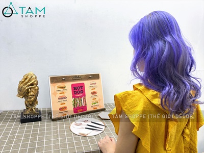 Bìa gỗ kẹp menu + Đế gỗ có rãnh kẹp bìa tự đứng [A3/A4 - Khắc logo theo YC] BIAKEP-01