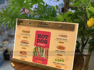 Bìa gỗ kẹp menu + Đế gỗ có rãnh kẹp bìa tự đứng [A3/A4 - Khắc logo theo YC] BIAKEP-01