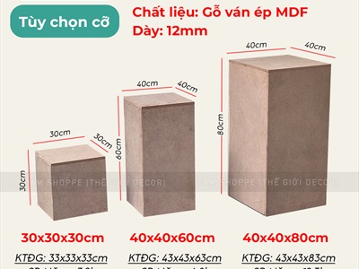 Bục gỗ vuông làm đôn decor trang trí chụp hình [Bục thô - Chắc chắn] BUCDON-01