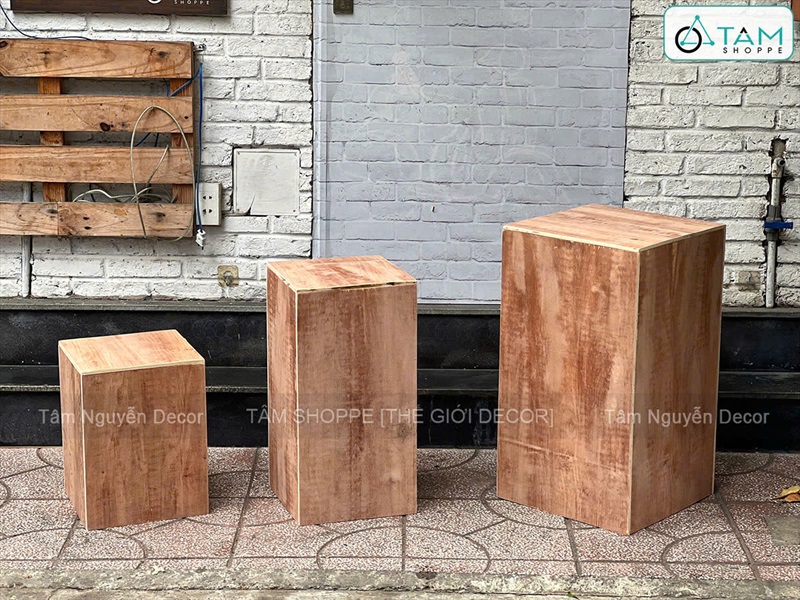 Bục gỗ vuông làm đôn decor trang trí chụp hình [Bục thô - Chắc chắn] BUCDON-01