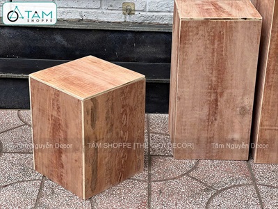 Bục gỗ vuông làm đôn decor trang trí chụp hình [Bục thô - Chắc chắn] BUCDON-01