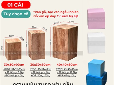 Bục gỗ vuông làm đôn decor trang trí chụp hình [Bục thô - Chắc chắn] BUCDON-01
