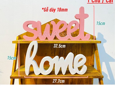 Chữ gỗ Sweet - Home nét thường cao 15cm CHU-GO-05