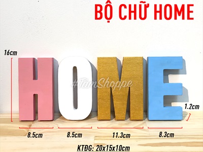 Chữ HOME gỗ 4 màu cao 16cm CHU-GO-03