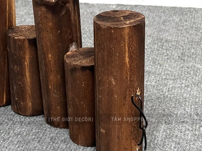 Hàng rào gỗ trang trí cây tròn tự nhiên nối sẵn dài 85cm HANGRAO-01