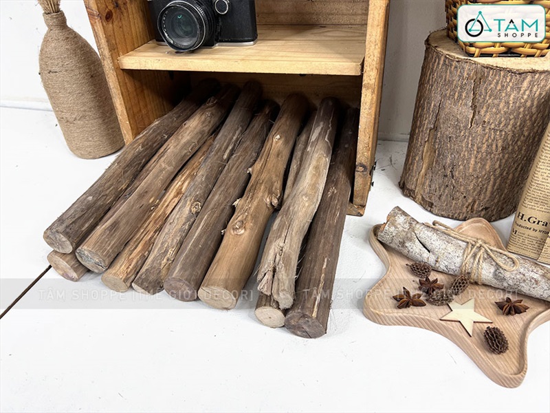 Khúc củi lột vỏ trang trí lò sưởi dài 40cm CAYCUI-01