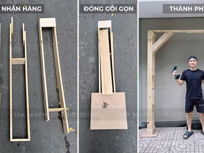 [ORDER 3-5 NGÀY] Khung cổng gỗ pallet chữ U decor tháo lắp tiện lợi [210x170cm - Tự đứng] KHUNGCONG-01
