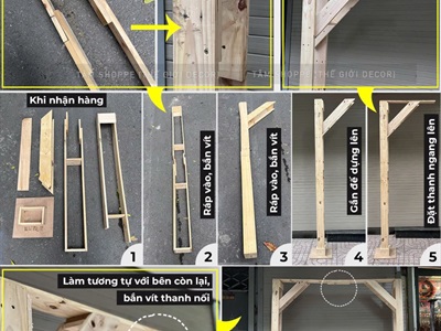 [ORDER 3-5 NGÀY] Khung cổng gỗ pallet chữ U decor tháo lắp tiện lợi [210x170cm - Tự đứng] KHUNGCONG-01
