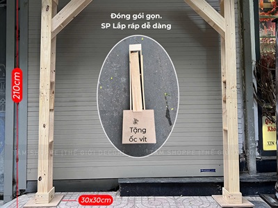 [ORDER 3-5 NGÀY] Khung cổng gỗ pallet chữ U decor tháo lắp tiện lợi [210x170cm - Tự đứng] KHUNGCONG-01