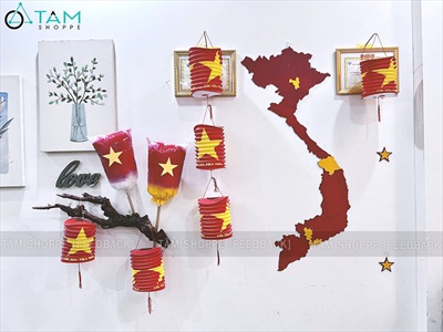 Set 02 lồng đèn giấy con sâu cờ Việt Nam [In đẹp - Cỡ trung] LDEN-GIAY-14