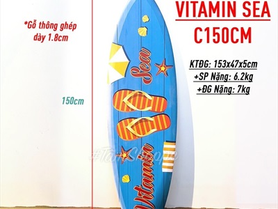 Ván lướt sóng trang trí chủ đề Vitamin Sea cao 150cm VLS-03