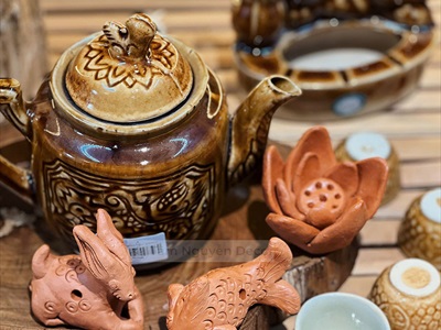 Hoa sen đất nung thủ công làm đế cắm nhang, đặt viên trầm [Hàng đẹp/ 6cm] DOTTRAM-06