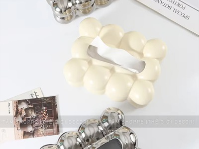 Hộp đựng khăn giấy gốm hình đám mây CN [Dày dặn - Đáy thủng] HOPKHANGIAY-02