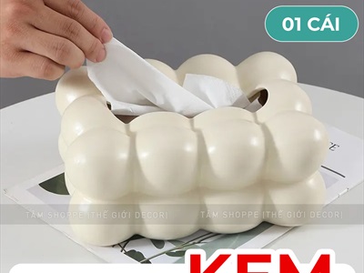 Hộp đựng khăn giấy gốm hình đám mây CN [Dày dặn - Đáy thủng] HOPKHANGIAY-02