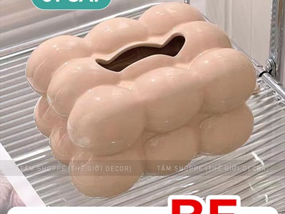 Hộp đựng khăn giấy gốm hình đám mây CN [Dày dặn - Đáy thủng] HOPKHANGIAY-02