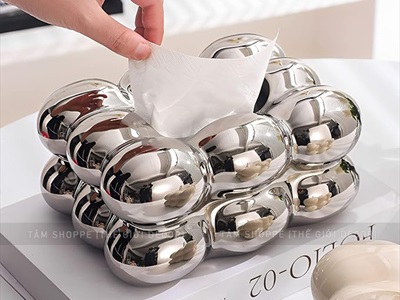 Hộp đựng khăn giấy gốm hình đám mây CN [Dày dặn - Đáy thủng] HOPKHANGIAY-02