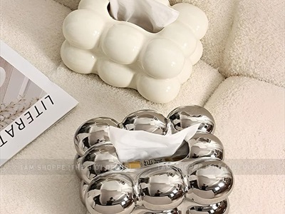 Hộp đựng khăn giấy gốm hình đám mây CN [Dày dặn - Đáy thủng] HOPKHANGIAY-02